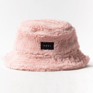 Obey Faux Fur Bucket Hat "Sherpa" Putty Pink NWT